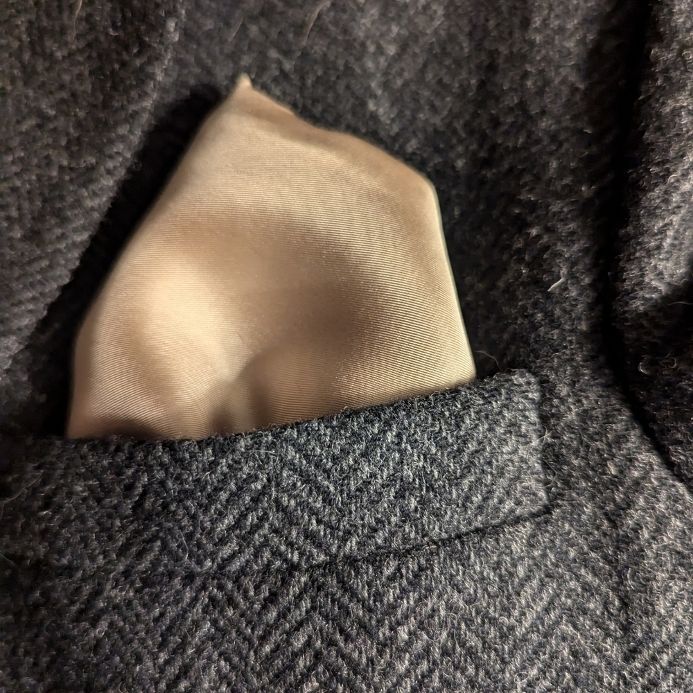 Vintage Silk Tan Gentlemen's Handkerchief pocket square 19" flaws